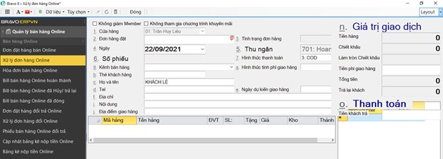 Xử lý đơn hàng online (xác nhận đơn hàng; phương thức thanh toán; giao hàng)